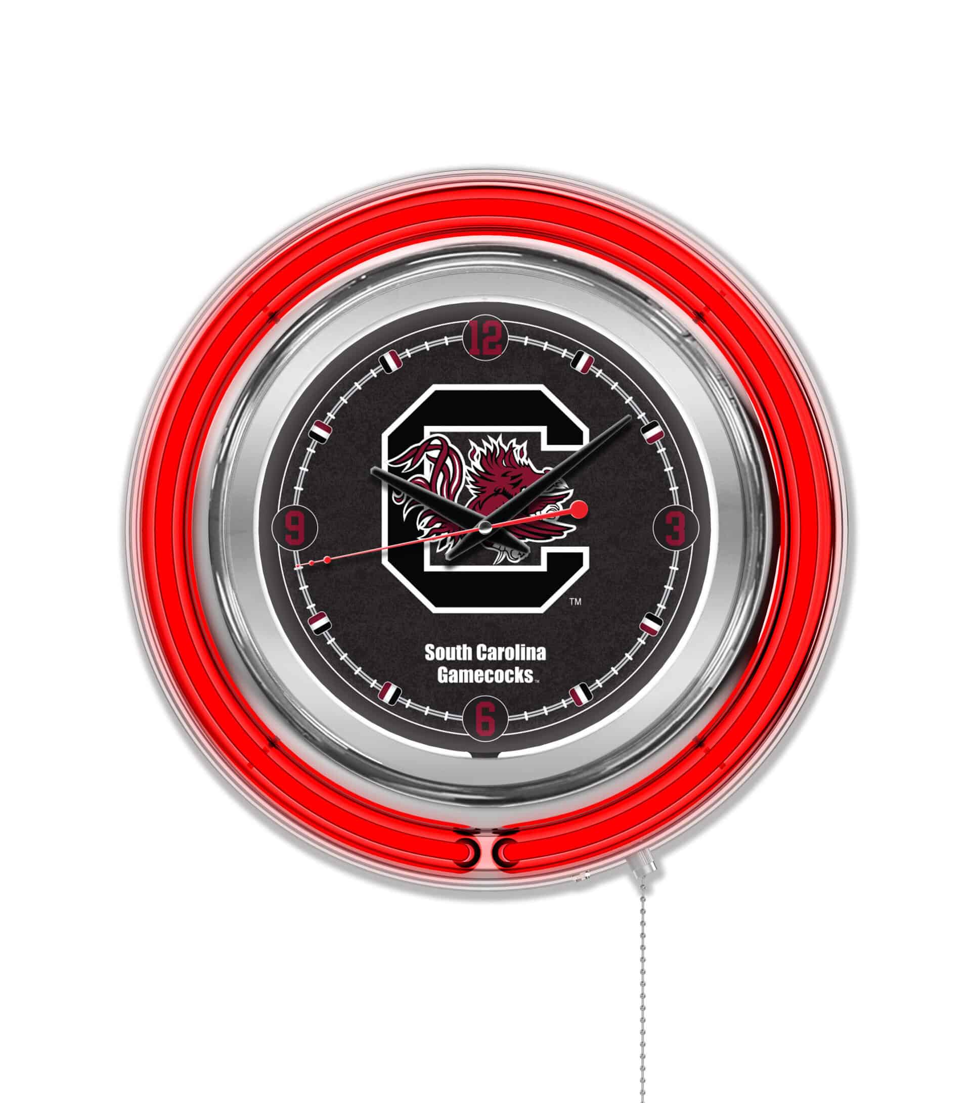 University of South Carolina 15-Inch Neon Logo Clock in Chrome 6 University of South Carolina 15-Inch Neon Logo Clock in Chrome