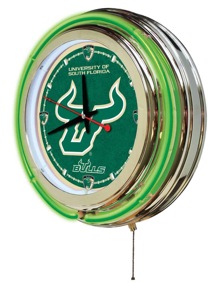 University of South Florida 15-Inch Neon Logo Clock in Chrome 2 University of South Florida 15-Inch Neon Logo Clock in Chrome - Image 2