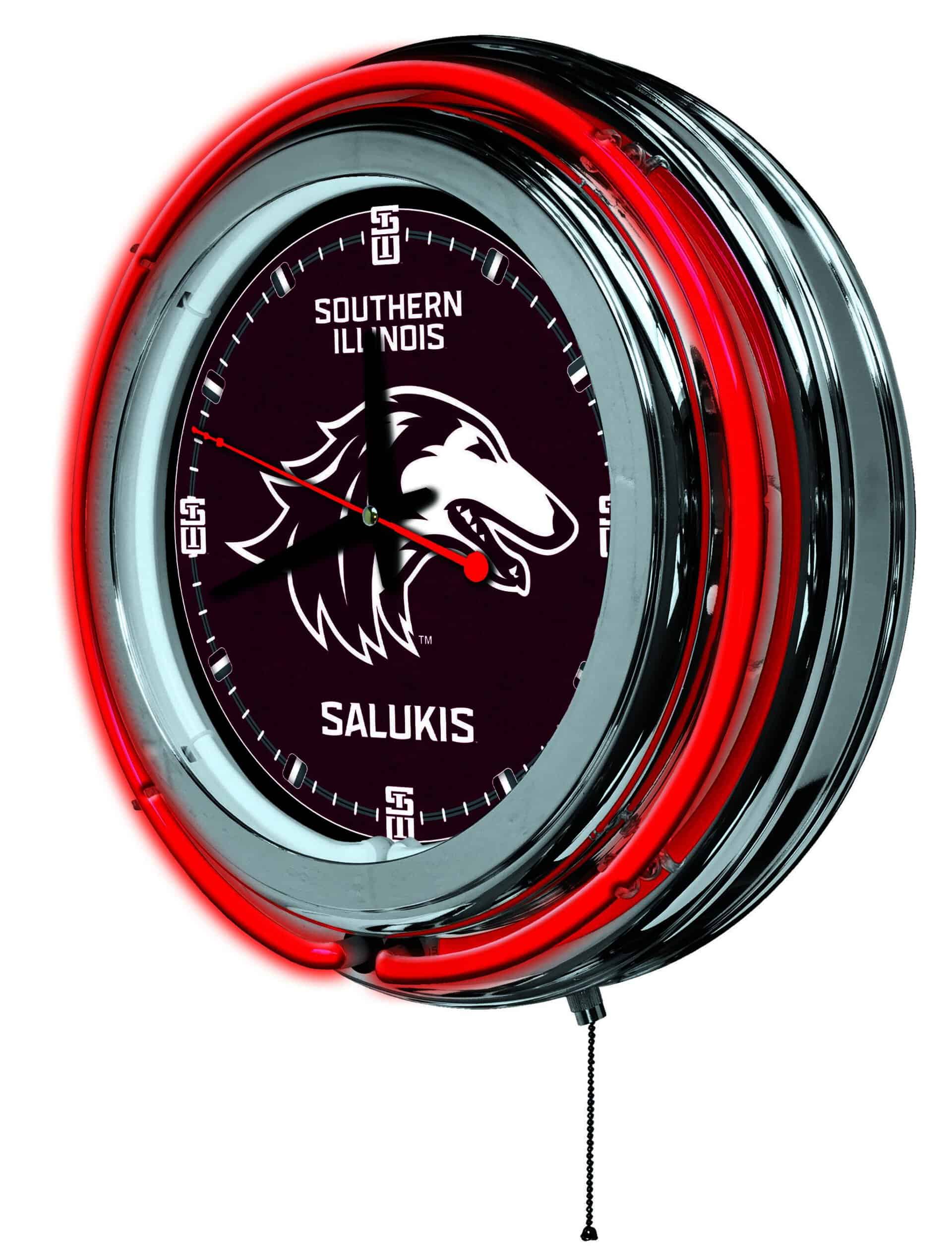 Southern Illinois University 15-Inch Neon Logo Clock in Chrome 7 Southern Illinois University 15-Inch Neon Logo Clock in Chrome
