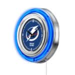 Tampa Bay Lightning 15-Inch Neon Logo Clock in Chrome