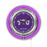 Texas Christian University 15-Inch Neon Logo Clock in Chrome