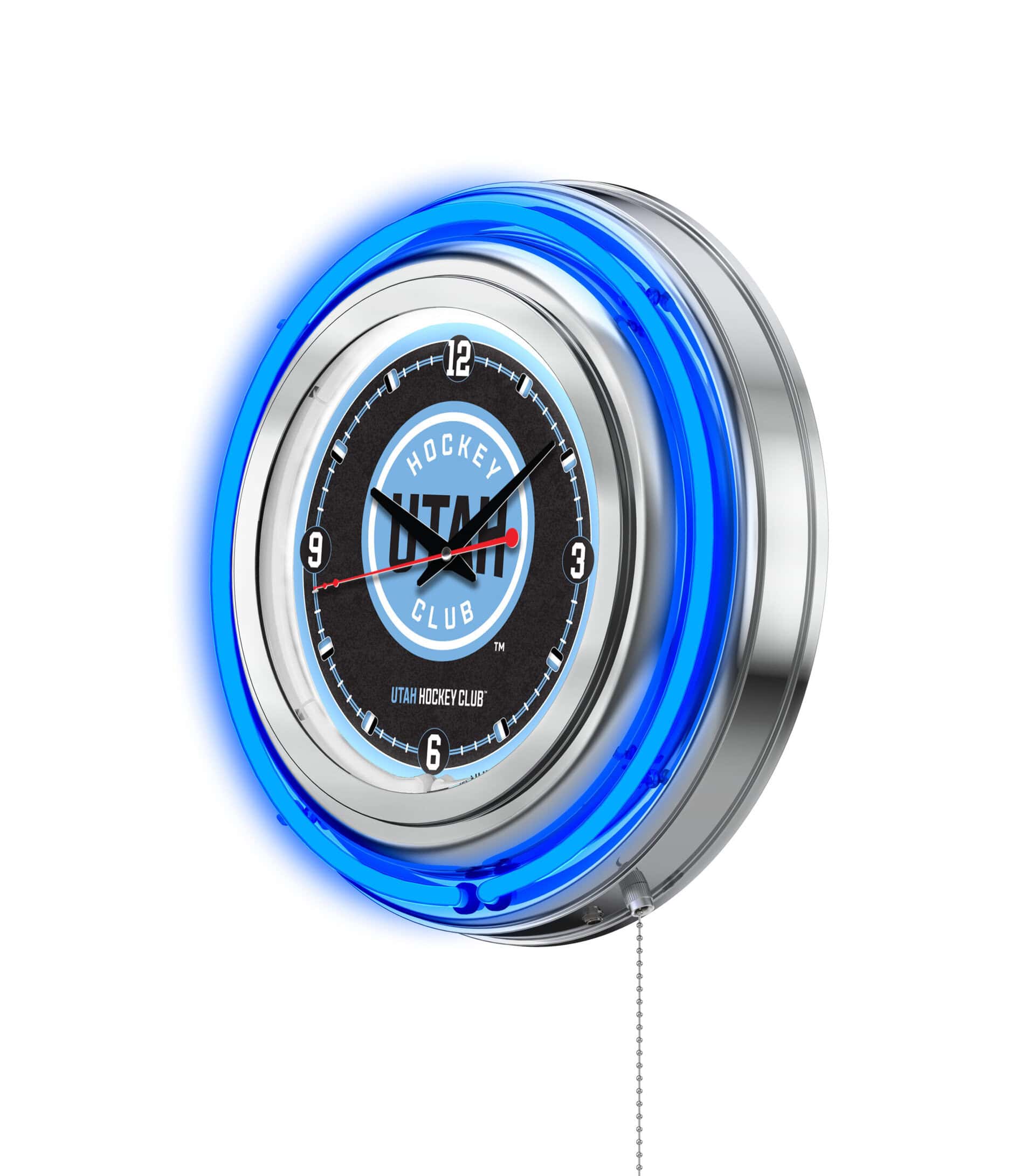 Utah Hockey Club 15-Inch Neon Logo Clock in Chrome 7 Utah Hockey Club 15-Inch Neon Logo Clock in Chrome