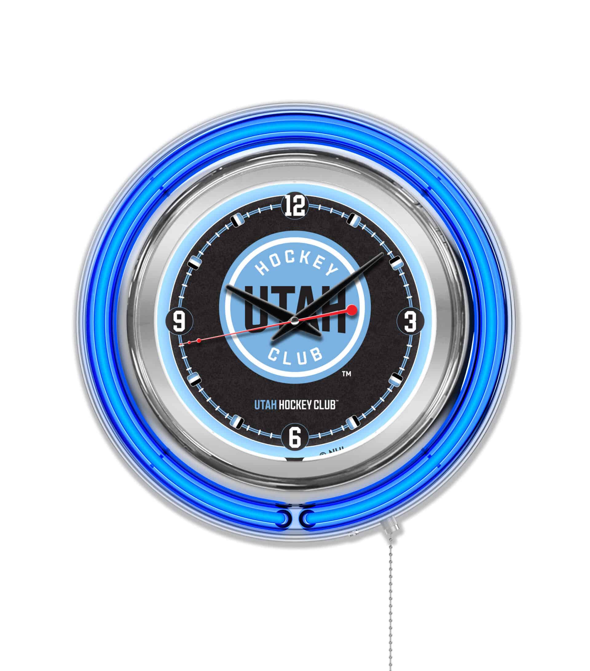 Utah Hockey Club 15-Inch Neon Logo Clock in Chrome 6 Utah Hockey Club 15-Inch Neon Logo Clock in Chrome
