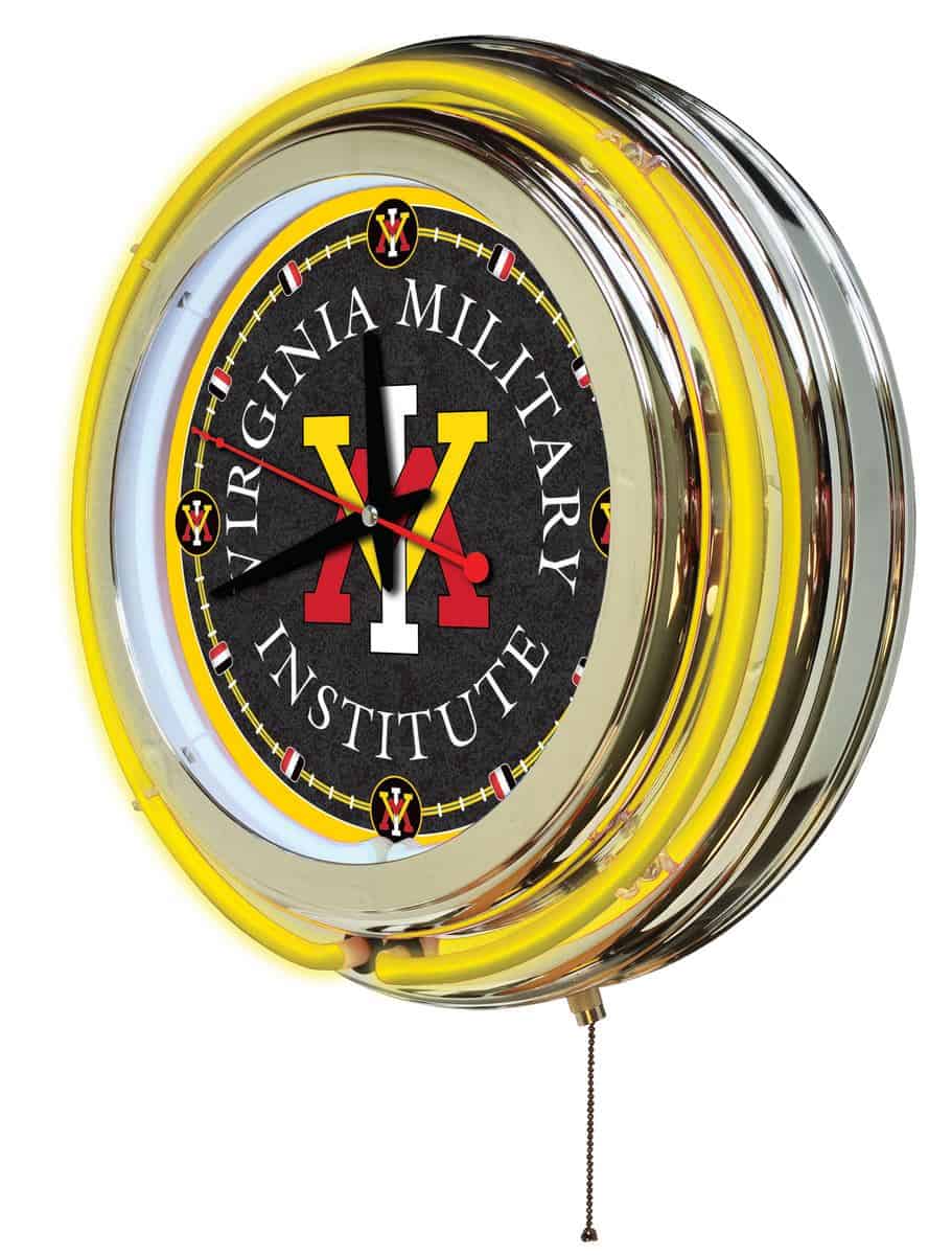 Virginia Military Institute 15-Inch Neon Logo Clock in Chrome 2 Virginia Military Institute 15-Inch Neon Logo Clock in Chrome - Image 2