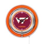 Virginia Tech University 15-Inch Neon Logo Clock in Chrome