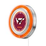 Virginia Tech University 15-Inch Neon Logo Clock in Chrome