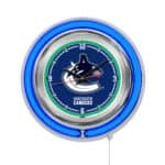 Vancouver Canucks 15-Inch Neon Logo Clock in Chrome