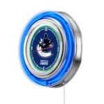 Vancouver Canucks 15-Inch Neon Logo Clock in Chrome