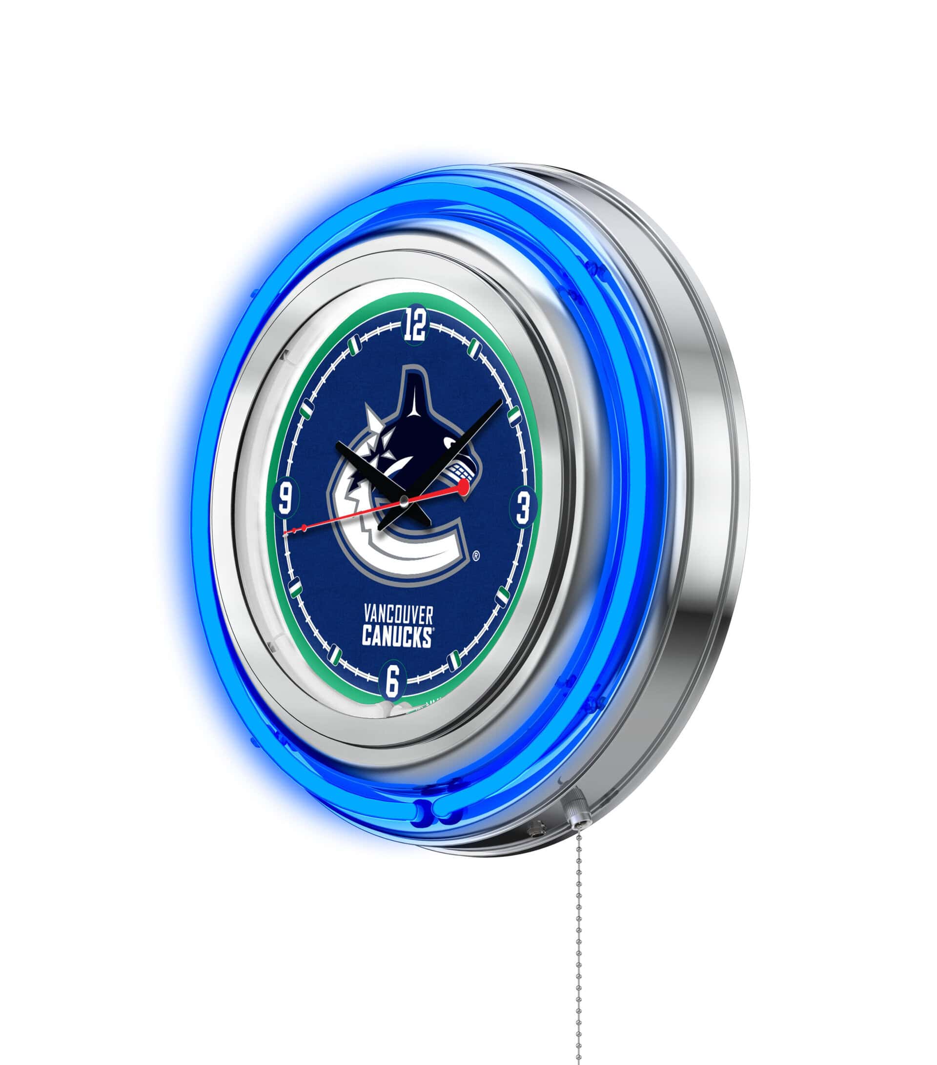 Vancouver Canucks 15-Inch Neon Logo Clock in Chrome 7 Vancouver Canucks 15-Inch Neon Logo Clock in Chrome