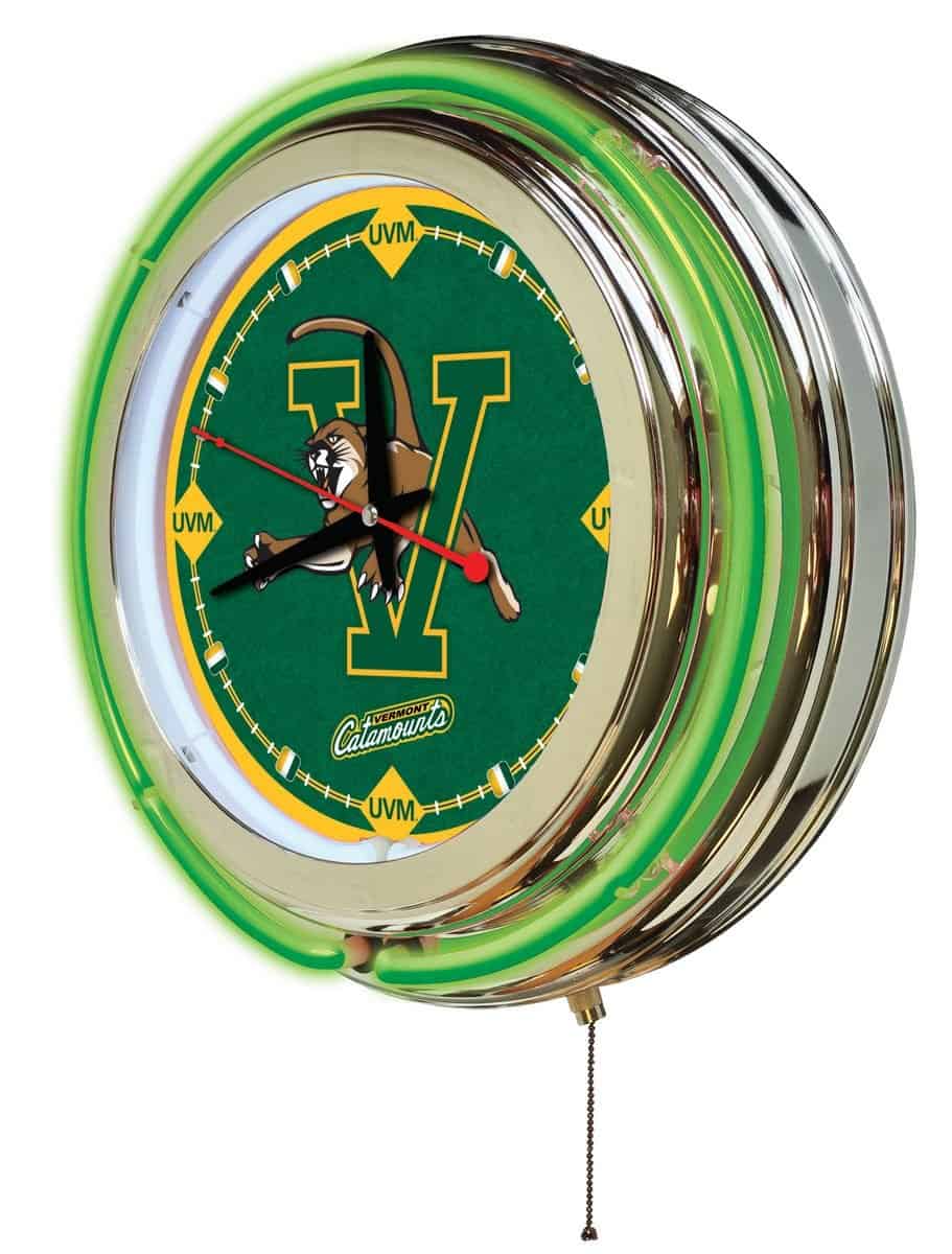 University of Vermont 15-Inch Neon Logo Clock in Chrome 2 University of Vermont 15-Inch Neon Logo Clock in Chrome - Image 2