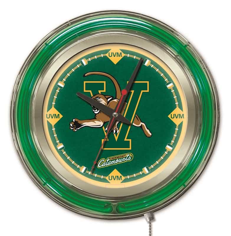 University of Vermont 15-Inch Neon Logo Clock in Chrome 1 University of Vermont 15-Inch Neon Logo Clock in Chrome