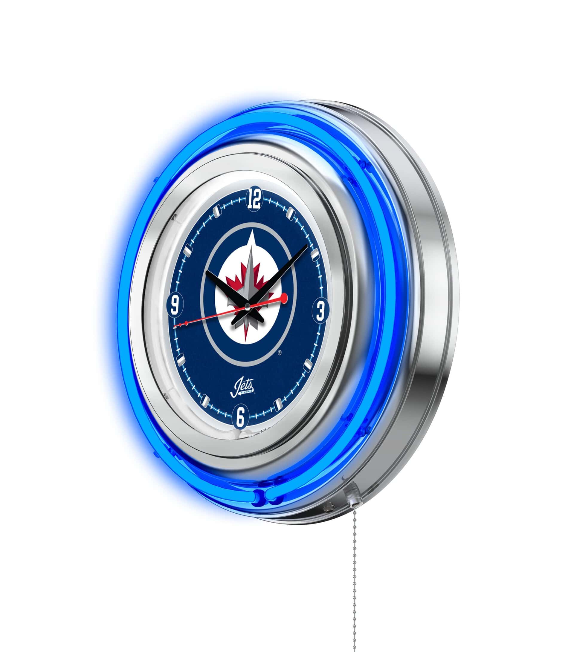 Winnipeg Jets 15-Inch Neon Logo Clock in Chrome 7 Winnipeg Jets 15-Inch Neon Logo Clock in Chrome