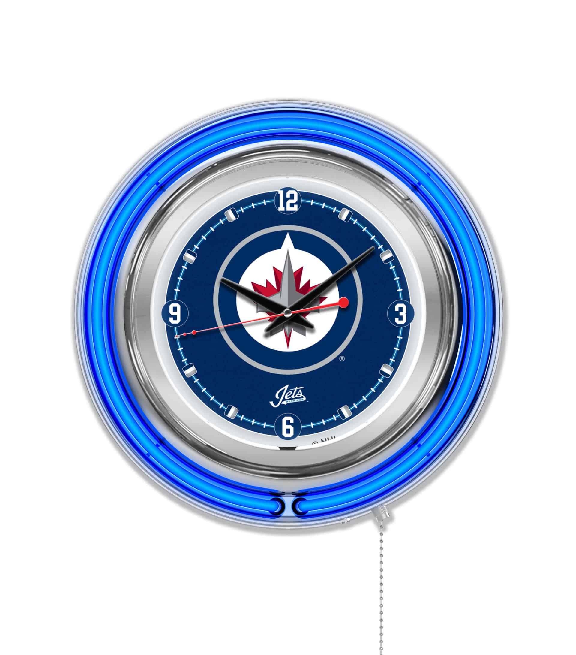 Winnipeg Jets 15-Inch Neon Logo Clock in Chrome 6 Winnipeg Jets 15-Inch Neon Logo Clock in Chrome