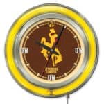 University of Wyoming 15-Inch Neon Logo Clock in Chrome 6 University of Wyoming 15-Inch Neon Logo Clock in Chrome