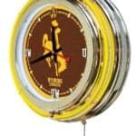 University of Wyoming 15-Inch Neon Logo Clock in Chrome 7 University of Wyoming 15-Inch Neon Logo Clock in Chrome