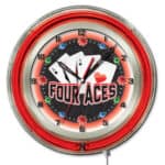 4 Aces 19-Inch Neon Logo Clock in Chrome 5 4 Aces 19-Inch Neon Logo Clock in Chrome