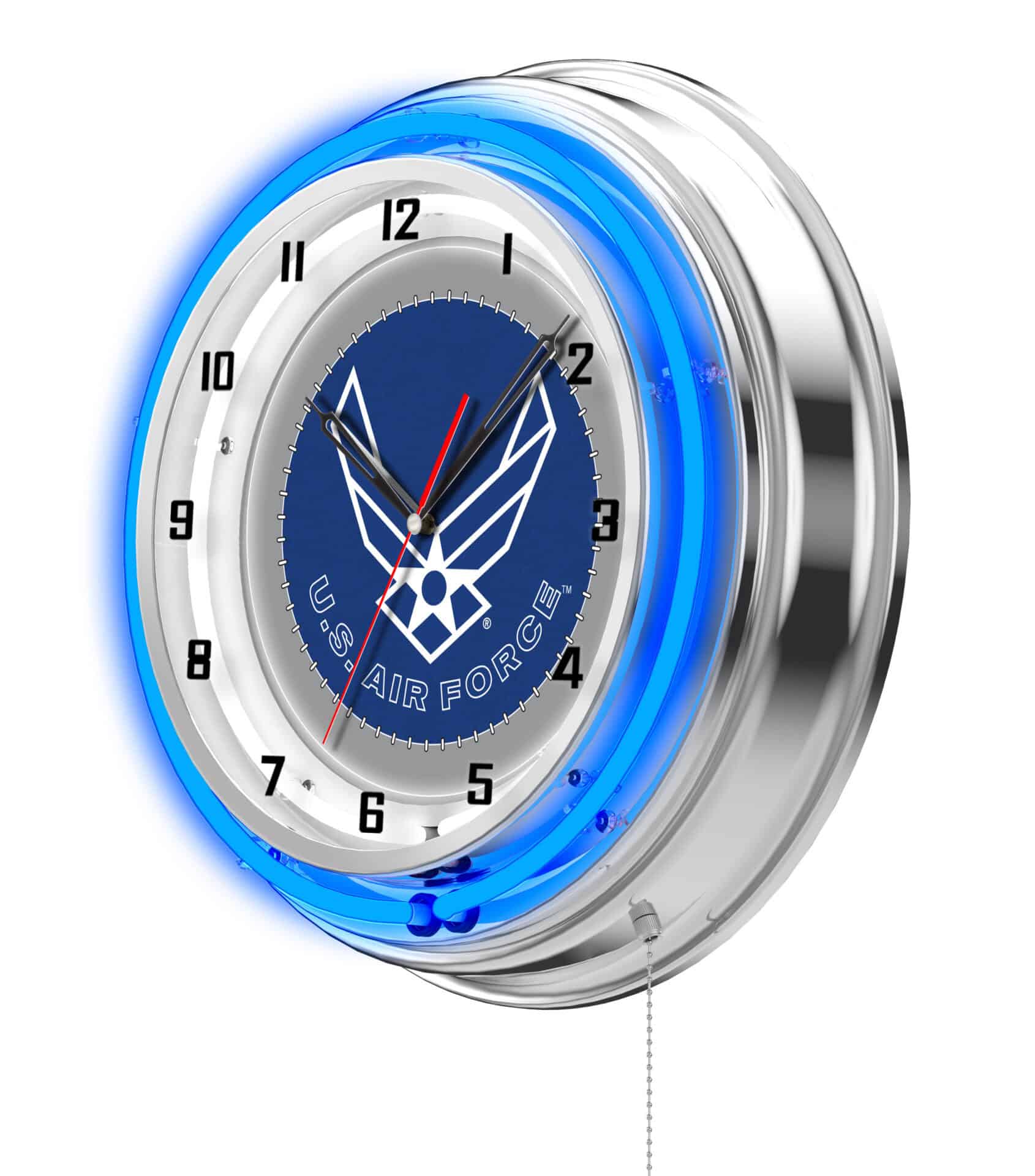 United States Air Force 19-Inch Neon Logo Clock in Chrome 2 United States Air Force 19-Inch Neon Logo Clock in Chrome - Image 2