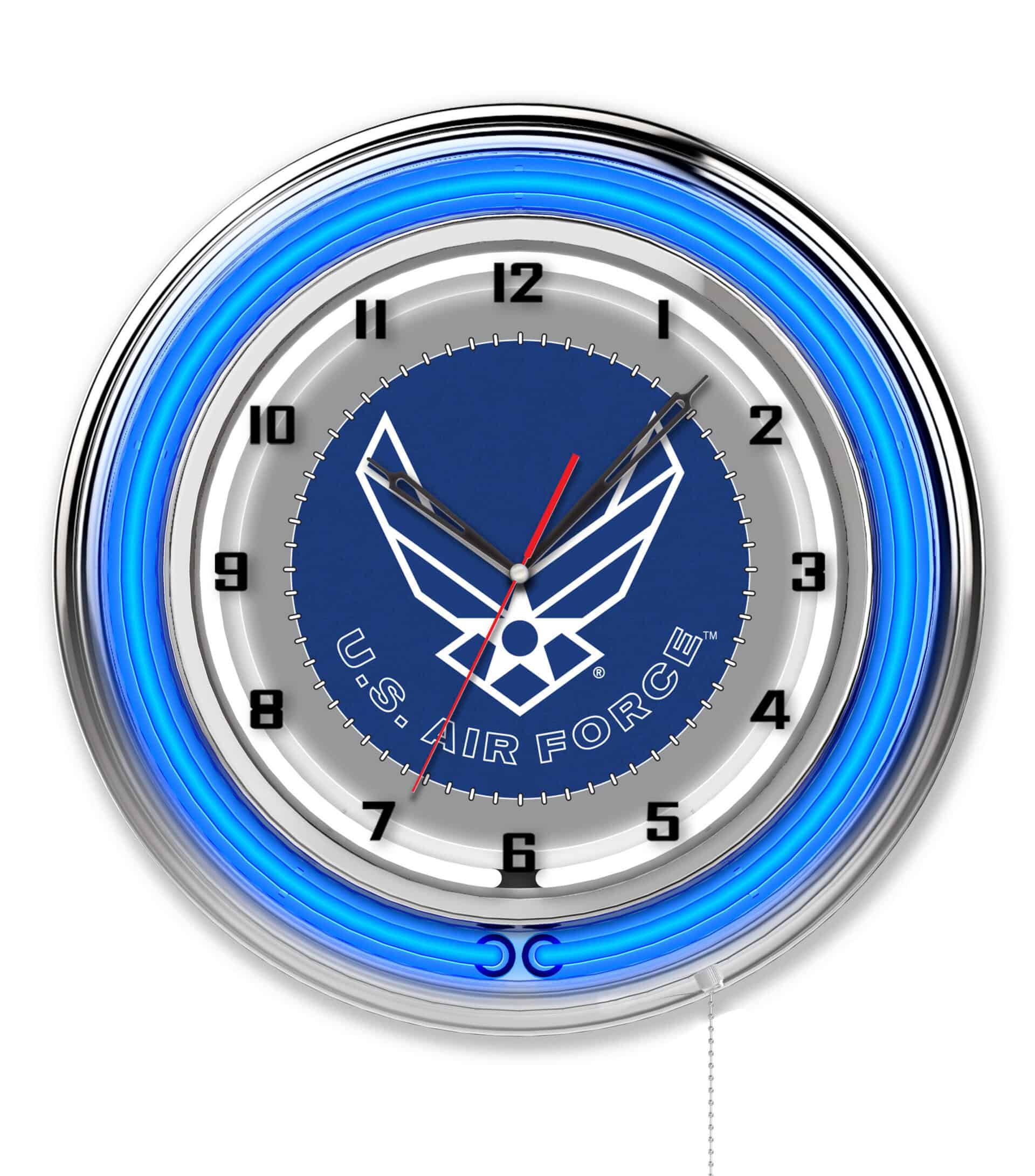 United States Air Force 19-Inch Neon Logo Clock in Chrome 6 United States Air Force 19-Inch Neon Logo Clock in Chrome