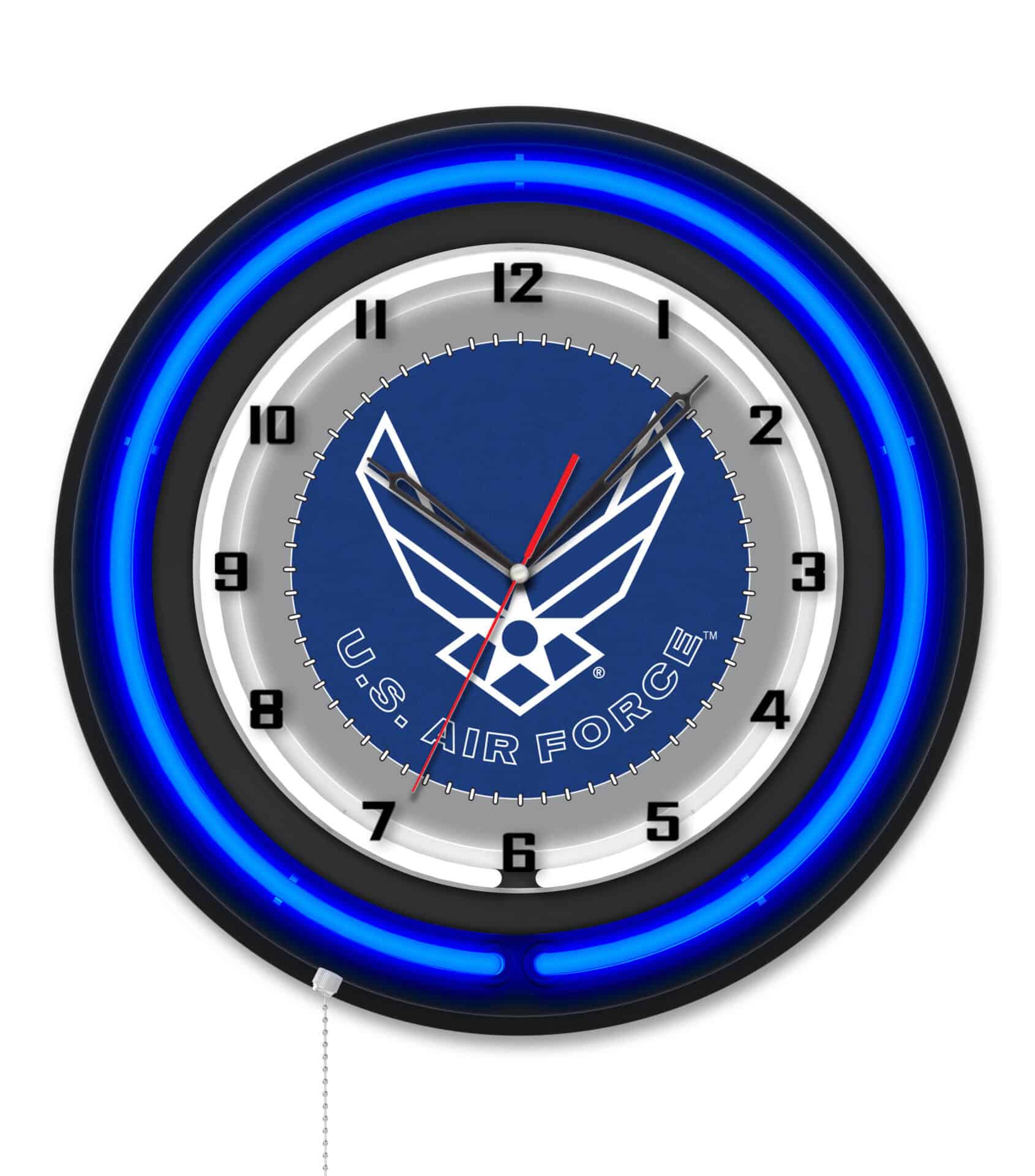 United States Air Force 19-Inch Double Neon Wall Clock in Black 1 United States Air Force 19-Inch Double Neon Wall Clock in Black