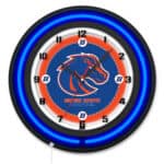 Boise State University 19-Inch Neon Logo Clock in Black