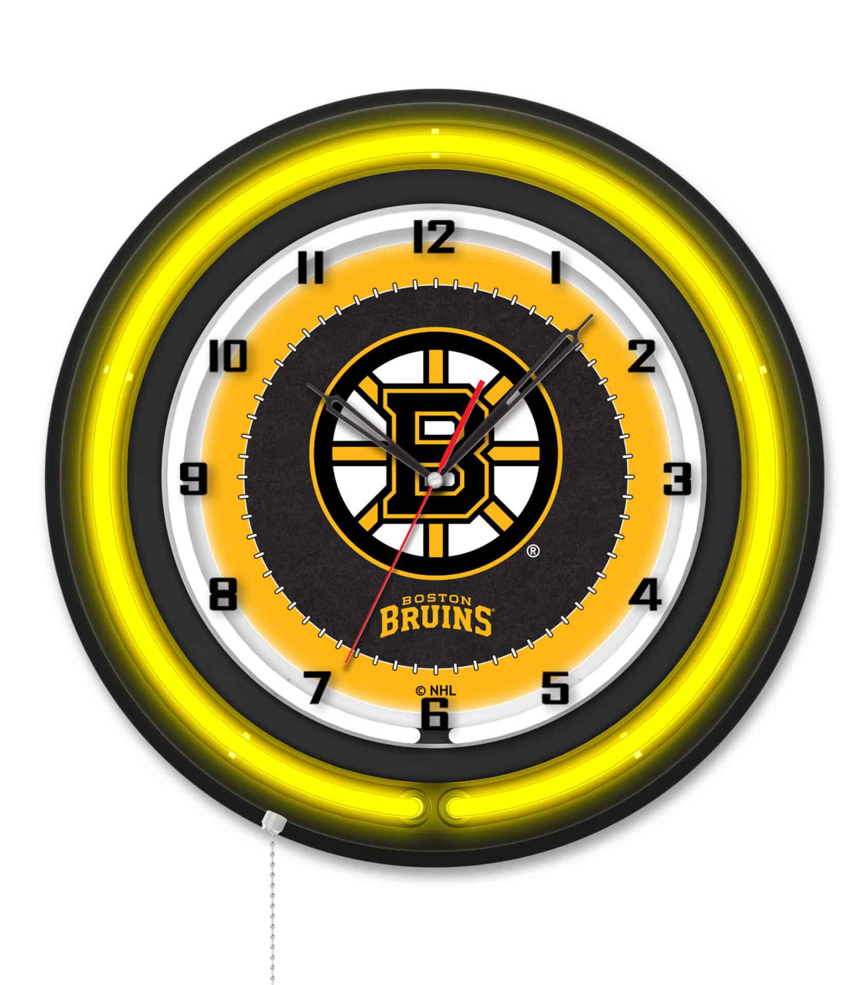Boston Bruins 19-Inch Double Neon Wall Clock in Black 1 Boston Bruins 19-Inch Double Neon Wall Clock in Black