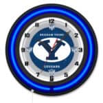 Brigham Young University 19-Inch Neon Logo Clock in Black