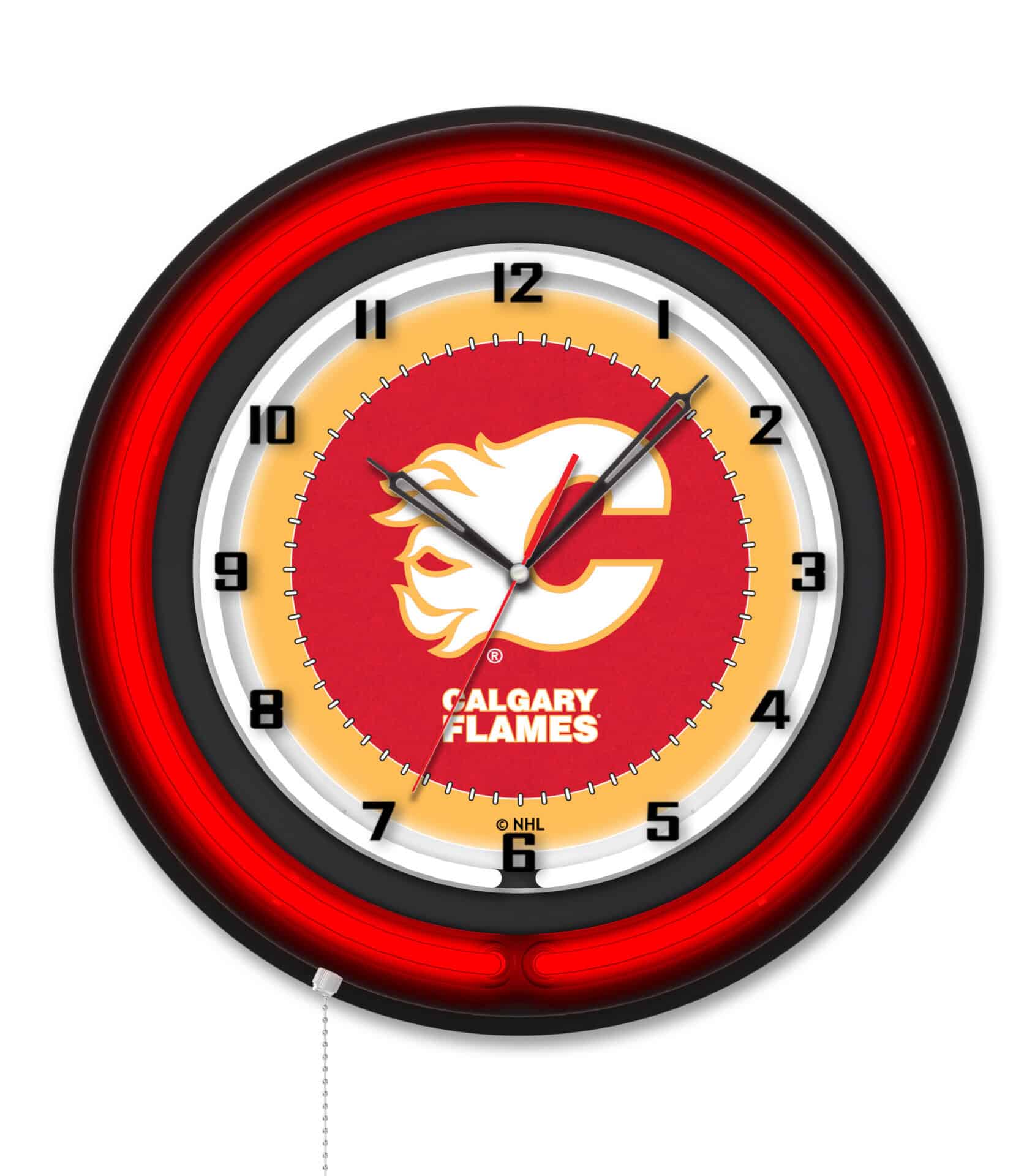 Calgary Flames 19-Inch Double Neon Wall Clock in Black 1 Calgary Flames 19-Inch Double Neon Wall Clock in Black