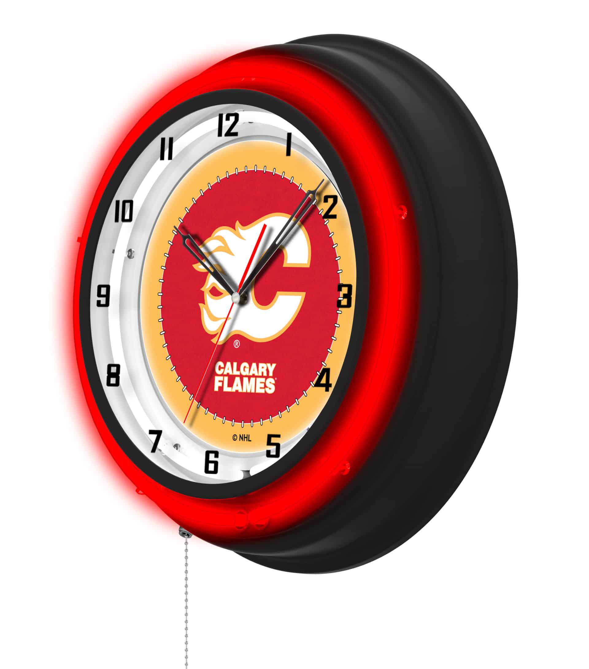 Calgary Flames 19-Inch Double Neon Wall Clock in Black 7 Calgary Flames 19-Inch Double Neon Wall Clock in Black