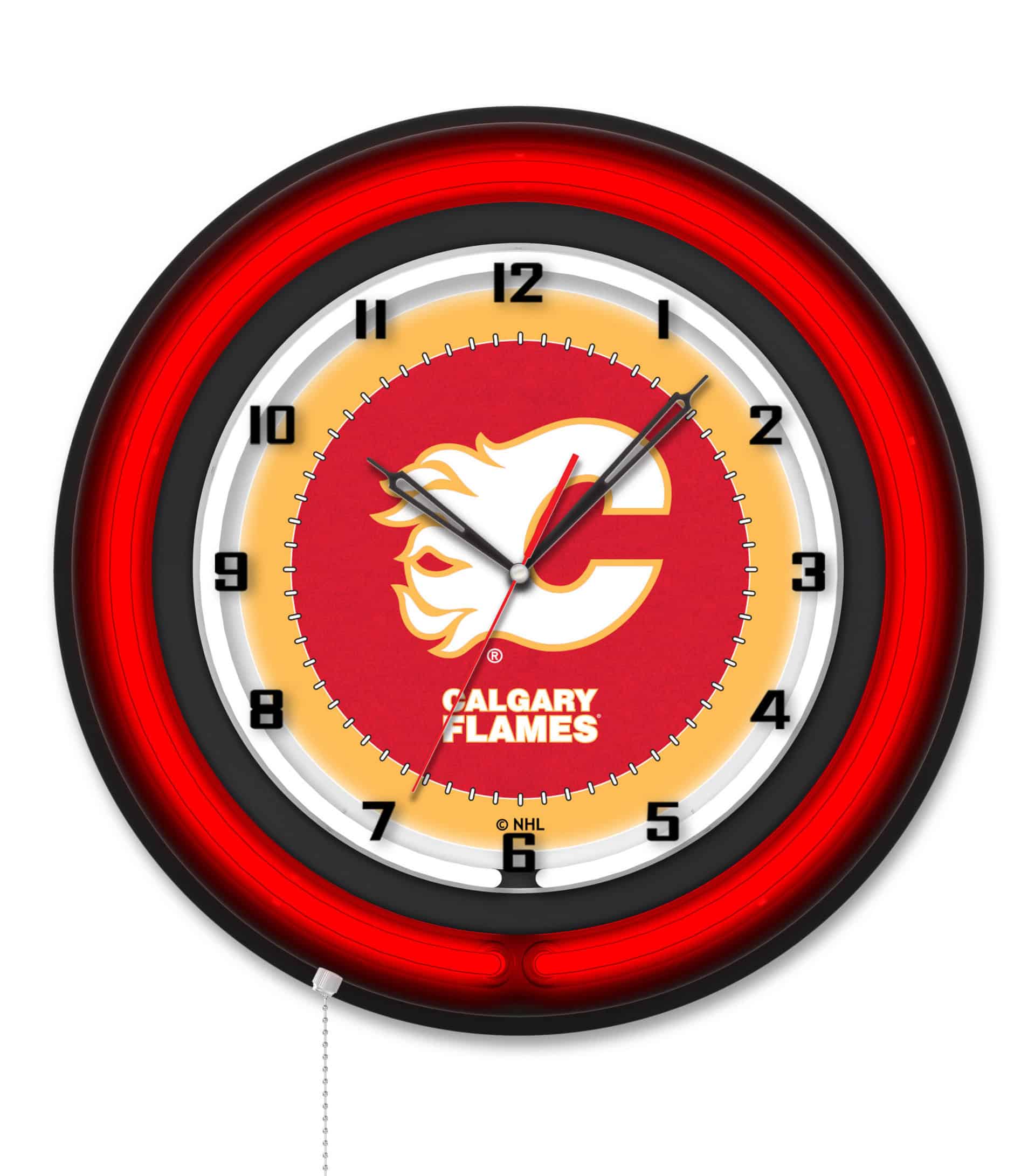 Calgary Flames 19-Inch Double Neon Wall Clock in Black 6 Calgary Flames 19-Inch Double Neon Wall Clock in Black