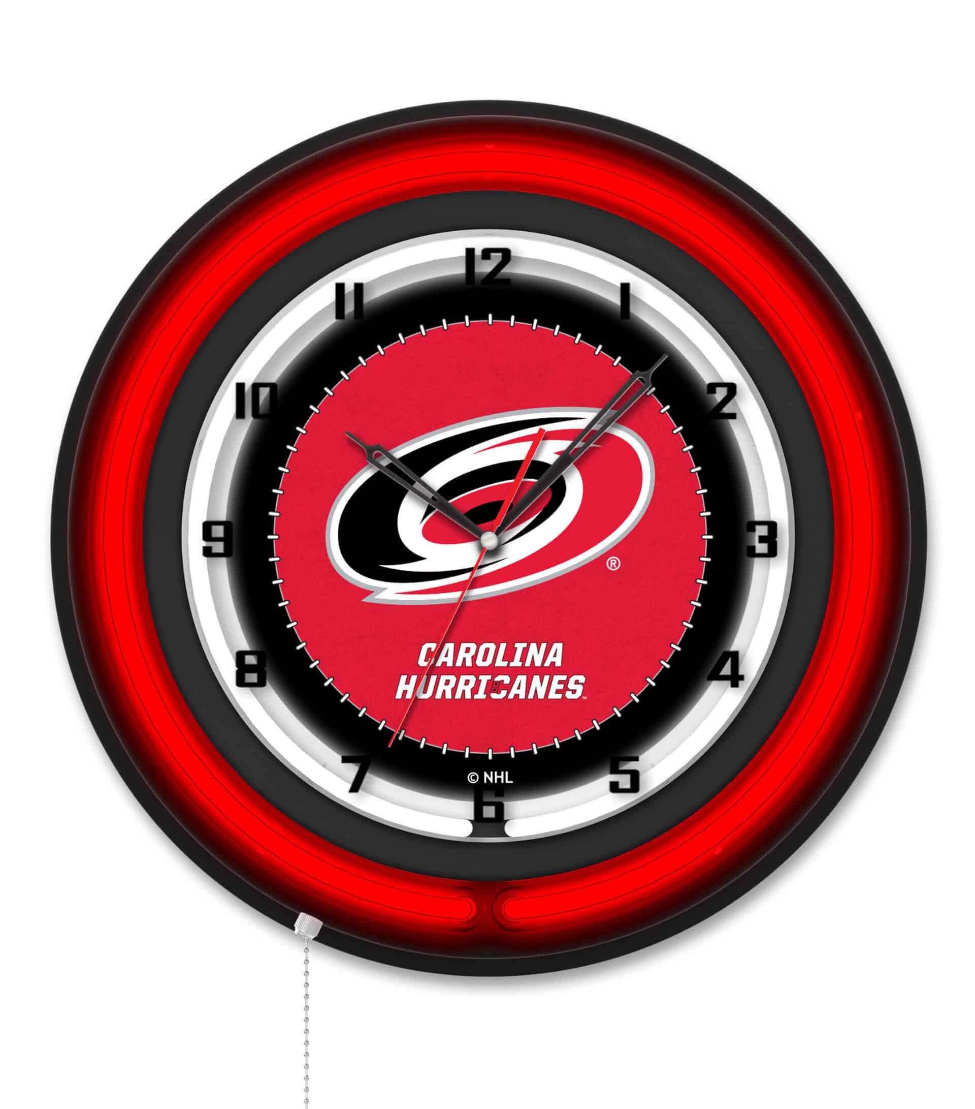 Carolina Hurricanes 19-Inch Double Neon Wall Clock in Black 6 Carolina Hurricanes 19-Inch Double Neon Wall Clock in Black