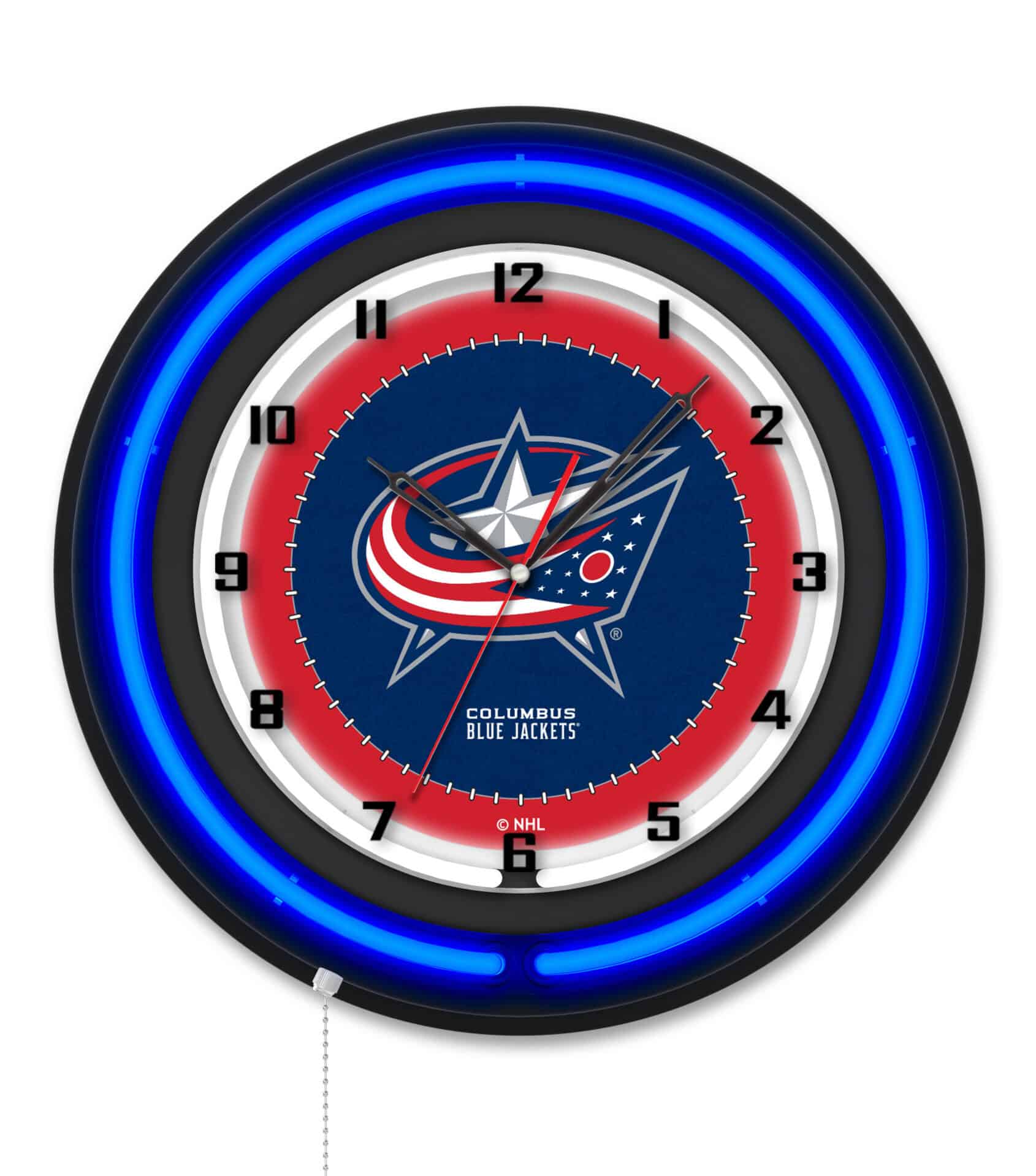 Columbus Blue Jackets 19-Inch Double Neon Wall Clock in Black 1 Columbus Blue Jackets 19-Inch Double Neon Wall Clock in Black