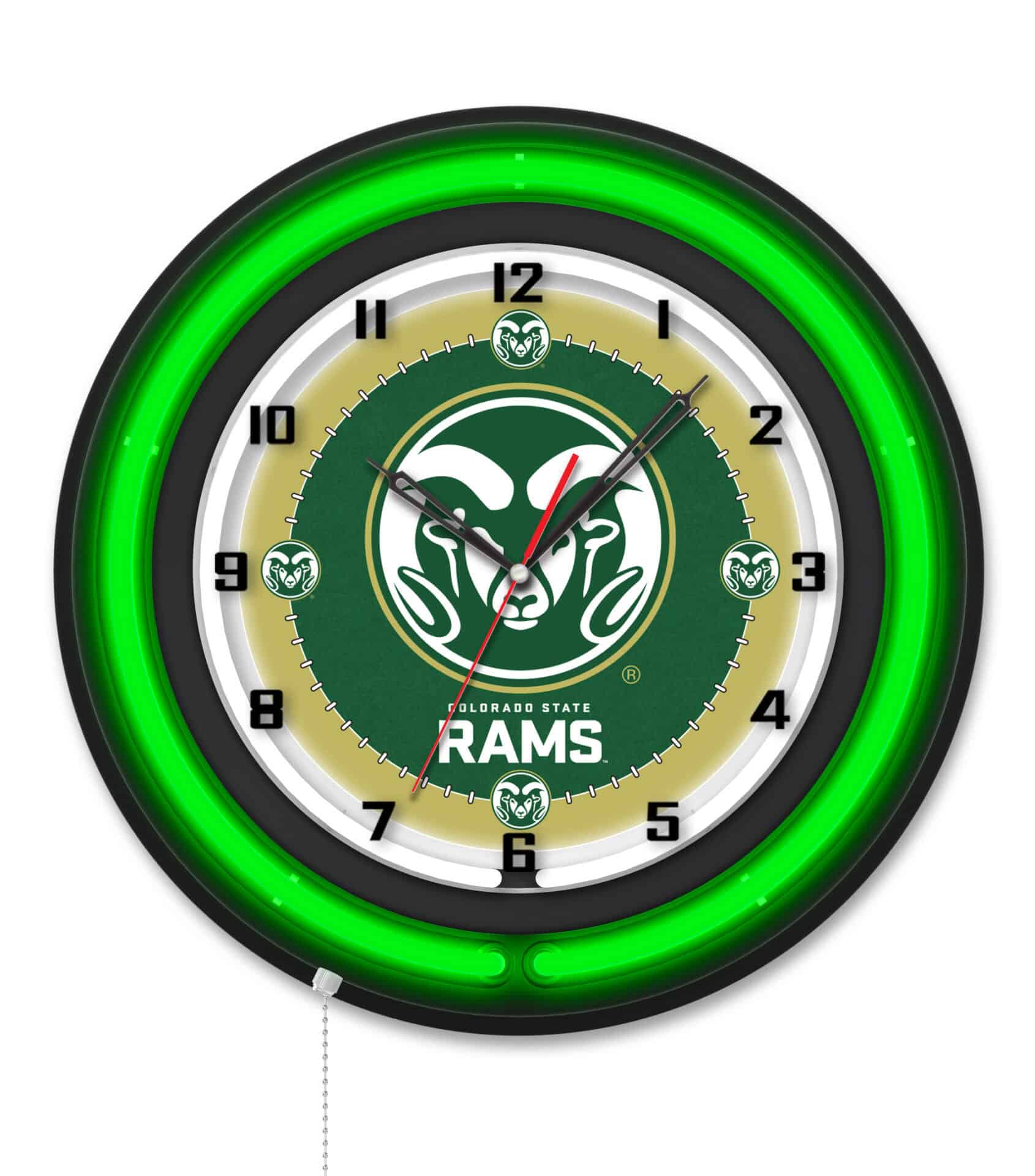 Colorado State University 19-Inch Neon Logo Clock in Black 1 Colorado State University 19-Inch Neon Logo Clock in Black