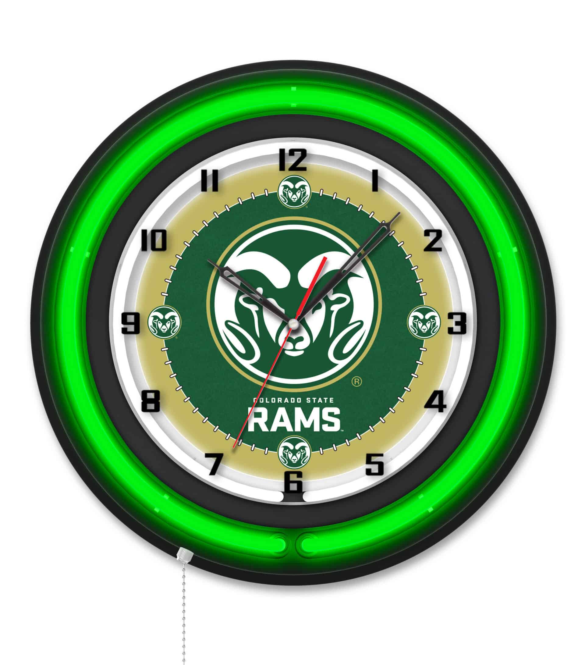 Colorado State University 19-Inch Neon Logo Clock in Black 6 Colorado State University 19-Inch Neon Logo Clock in Black