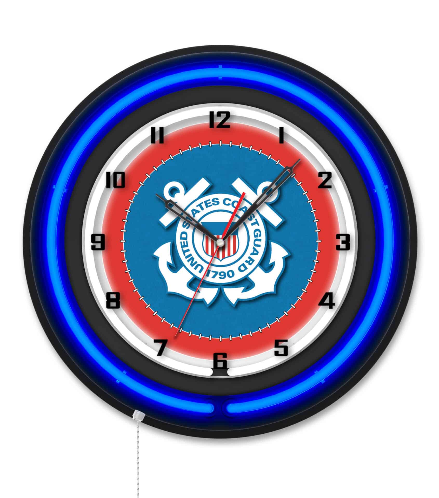 United States Coast Guard 19-Inch Double Neon Wall Clock in Black 1 United States Coast Guard 19-Inch Double Neon Wall Clock in Black