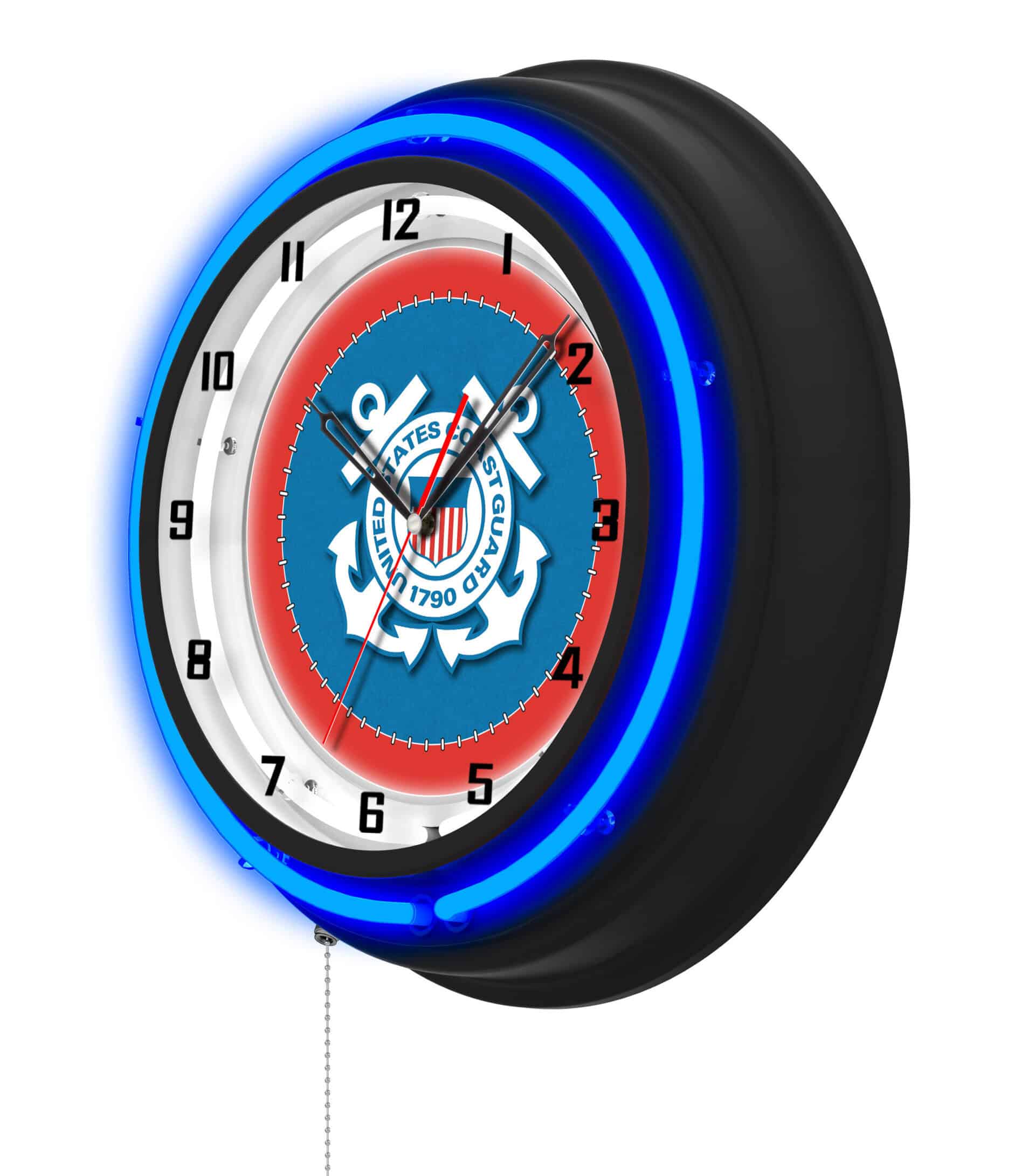 United States Coast Guard 19-Inch Double Neon Wall Clock in Black 7 United States Coast Guard 19-Inch Double Neon Wall Clock in Black
