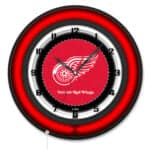 Detroit Red Wings 19-Inch Double Neon Wall Clock in Black