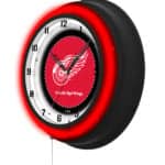 Detroit Red Wings 19-Inch Double Neon Wall Clock in Black