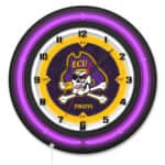 East Carolina University 19-Inch Neon Logo Clock in Black