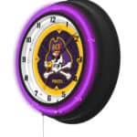 East Carolina University 19-Inch Neon Logo Clock in Black