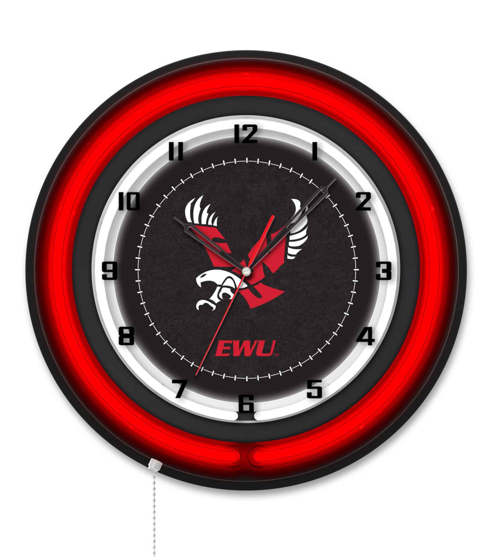 Eastern Washington University 19-Inch Neon Logo Clock in Black 1 Eastern Washington University 19-Inch Neon Logo Clock in Black