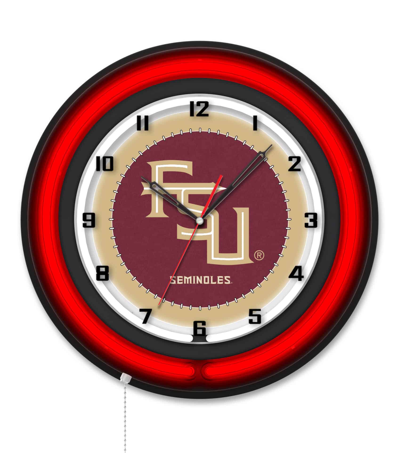 Florida State (Script) 19-Inch Neon Logo Clock in Black 1 Florida State (Script) 19-Inch Neon Logo Clock in Black