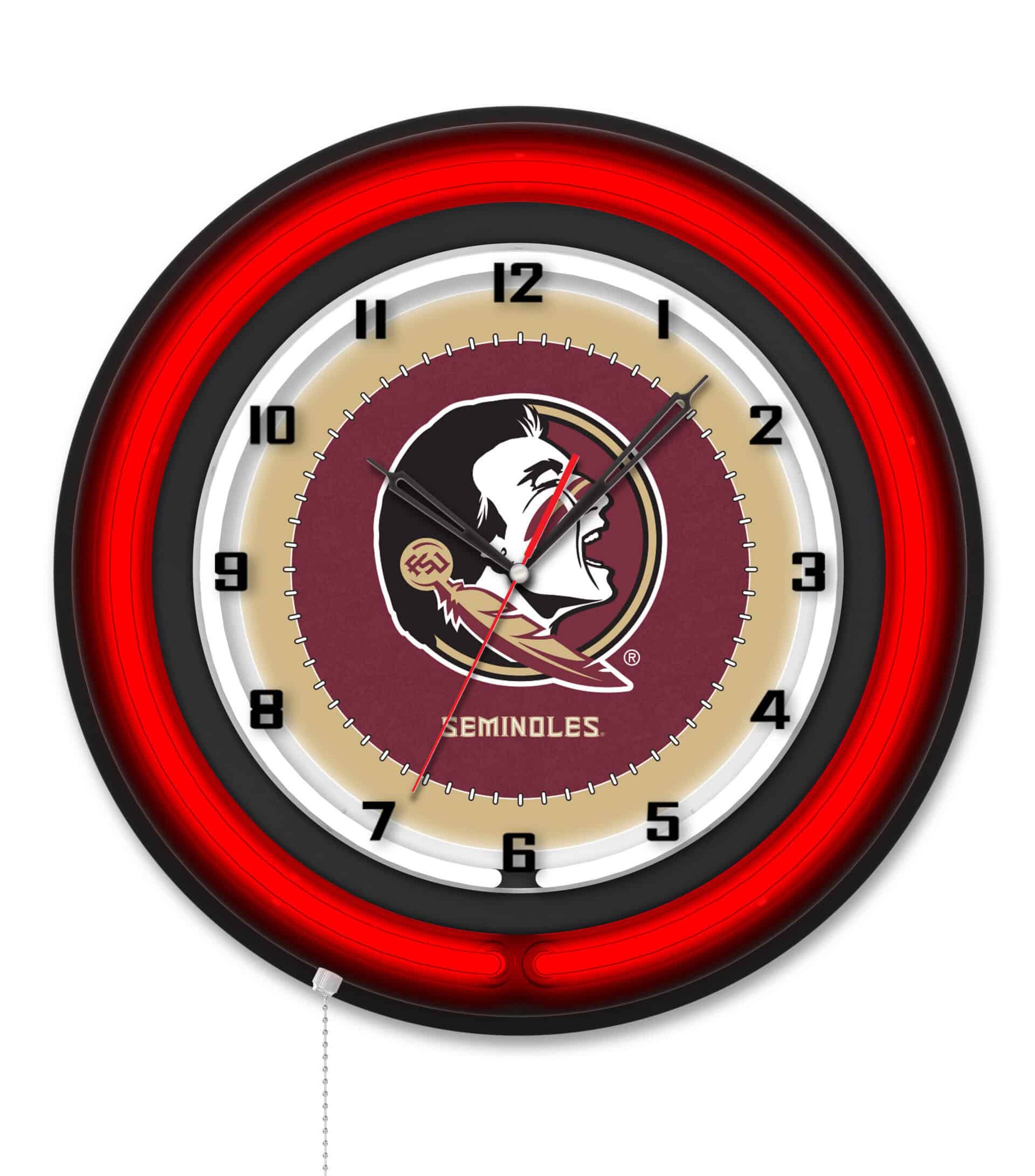 Florida State (Head) 19-Inch Neon Logo Clock in Black 6 Florida State (Head) 19-Inch Neon Logo Clock in Black