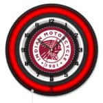 Indian Motorcycle 19-Inch Neon Logo Clock in Black