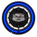 Indian Motorcycle (Metal Shield) 19-Inch Double Neon Wall Clock in Black (Blue LED)