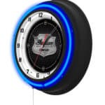 Indian Motorcycle (Metal Shield) 19-Inch Double Neon Wall Clock in Black (Blue LED)