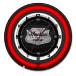 Indian Motorcycle (Metal Shield) 19-Inch Double Neon Wall Clock in Black (Red LED)