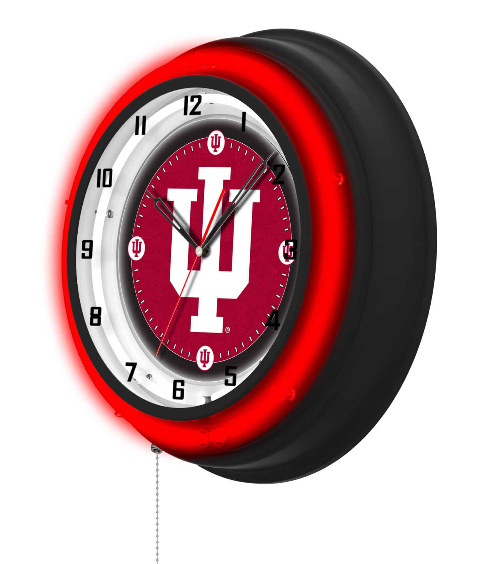 Indiana University 19-Inch Neon Logo Clock in Black 2 Indiana University 19-Inch Neon Logo Clock in Black - Image 2