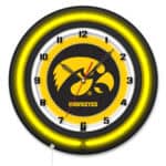 University of Iowa 19-Inch Neon Logo Clock in Black