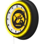 University of Iowa 19-Inch Neon Logo Clock in Black
