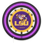 Louisiana State University 19-Inch Neon Logo Clock in Black